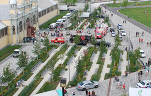 Image of south court full of people and food trucks at TD Place