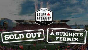 Image from inside the Stadium at TD Place with fireworks promoting Grey Cup 2016 is sold out