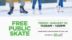 Graphic image promoting Free Public Skate at TD Place Jan 24
