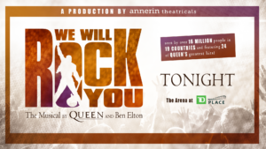 Graphic image promoting We Will Rock You the musical by Queen - Feb. 4, 2020 at TD Place
