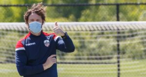 Image of an Atlético Ottawa FC player giving the thumbs up