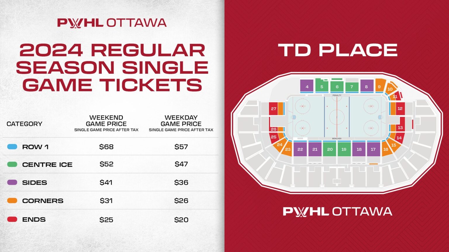 PWHL seating Map TD Place - TD Place | Lansdowne Live